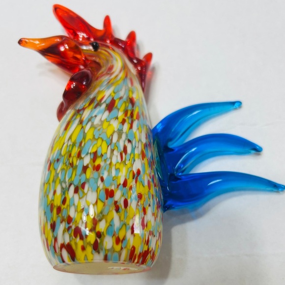Rooster, murano glass style, bright vibrant colors. NO blemishes. Approx 6” tall - Picture 6 of 6
